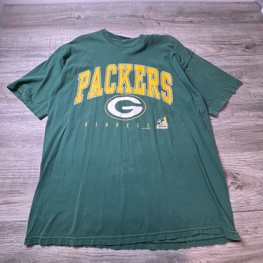 Riddell Green Bay Packers T Shirt Mens XL Green 1998 Vintage NFL Football Tee